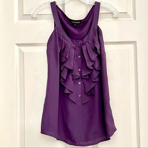 🌸3/$25 Express Mixed Media Purple Sleeveless Ruffle Blouse Top, Size XS
